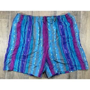 Made To Order Vintage 90s Retro Geometric Surf Board Shorts Blue Purple Mens XL